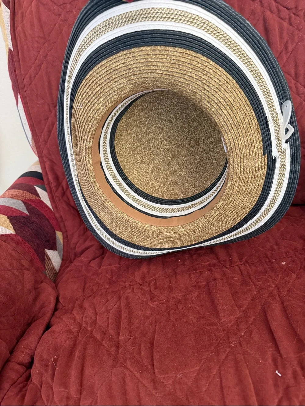 White Stag Women's Straw Sun Hat with Black and Cream Trim